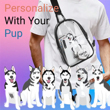 Load image into Gallery viewer, huskies transparent-sling-bag-multi