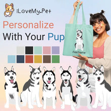 Load image into Gallery viewer, Personalized Husky Love Zippered Tote Bag-Accessories-Accessories, Bags, Dog Mom Gifts, Personalized, Siberian Husky-1