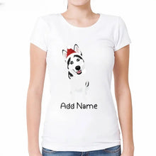 Load image into Gallery viewer, Personalized Husky Mom T Shirt for Women-Customizer-Apparel, Dog Mom Gifts, Personalized, Shirt, Siberian Husky, T Shirt-2