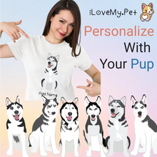 Load image into Gallery viewer, Personalized Husky Mom T Shirt for Women-Customizer-Apparel, Dog Mom Gifts, Personalized, Shirt, Siberian Husky, T Shirt-Modal T-Shirts-White-Small-1