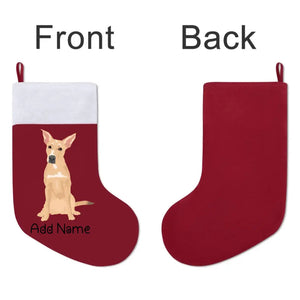 Personalized Indian Pariah Dog Large Christmas Stocking-Christmas Ornament-Christmas, Home Decor, Indian Pariah Dog, Personalized-Large Christmas Stocking-Christmas Red-One Size-3