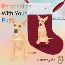 Load image into Gallery viewer, Personalized Indian Pariah Dog Large Christmas Stocking-Christmas Ornament-Christmas, Home Decor, Indian Pariah Dog, Personalized-Large Christmas Stocking-Christmas Red-One Size-1