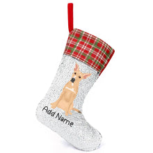 Load image into Gallery viewer, Personalized Indian Pariah Dog Shiny Sequin Christmas Stocking-Christmas Ornament-Christmas, Home Decor, Indian Pariah Dog, Personalized-Sequinned Christmas Stocking-Sequinned Silver White-One Size-2