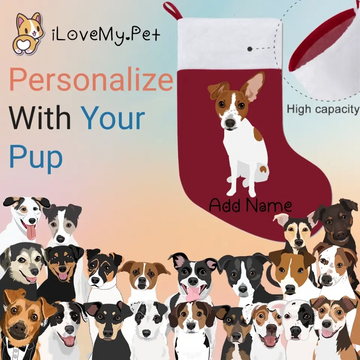 Personalized Jack Russell Terrier Large Christmas Stocking-Christmas Ornament-Christmas, Home Decor, Jack Russell Terrier, Personalized-Large Christmas Stocking-Christmas Red-One Size-1