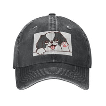 Load image into Gallery viewer, Personalized Japanese Chin Baseball Cap - Waving Japanese Chin Design - Match Your Dog's Coat Color-Hats &amp; Caps-Black-Black-One Size-1