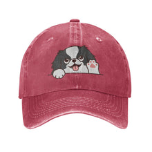 Load image into Gallery viewer, Personalized Japanese Chin Baseball Cap - Waving Japanese Chin Design - Match Your Dog's Coat Color-Hats &amp; Caps-Red-Red-One Size-57