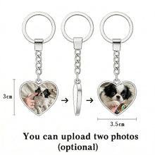 Load image into Gallery viewer, Personalized Japanese Chin Keychain - Heart Shaped - Double-Sided Glass-Key Chain-Accessories,Japanese Chin,Keychain,Upload Photo-2