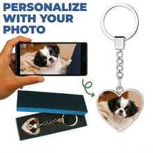 Load image into Gallery viewer, Personalized Japanese Chin Keychain - Heart Shaped - Double-Sided Glass-Key Chain-Accessories,Japanese Chin,Keychain,Upload Photo-Only Keychain-3
