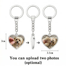 Load image into Gallery viewer, Personalized Lhasa Apso Keychain - Heart Shaped - Double-Sided Glass-Key Chain-Accessories,Keychain,Lhasa Apso,Upload Photo-2