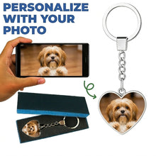 Load image into Gallery viewer, Personalized Lhasa Apso Keychain - Heart Shaped - Double-Sided Glass-Key Chain-Accessories,Keychain,Lhasa Apso,Upload Photo-4