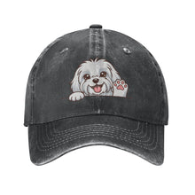 Load image into Gallery viewer, Personalized Maltese Baseball Cap - Waving Maltese Design - Match Your Dog's Coat Color-Hats &amp; Caps-Accessories,Baseball Caps,Dog Dad Gifts,Dog Mom Gifts,Maltese-Black-One Size-2