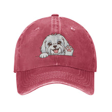 Load image into Gallery viewer, Personalized Maltese Baseball Cap - Waving Maltese Design - Match Your Dog's Coat Color-Hats &amp; Caps-Accessories,Baseball Caps,Dog Dad Gifts,Dog Mom Gifts,Maltese-Red-One Size-1