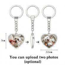Load image into Gallery viewer, Personalized Maltese Keychain - Heart Shaped - Double-Sided Glass-Key Chain-Accessories,Keychain,Maltese,Upload Photo-2
