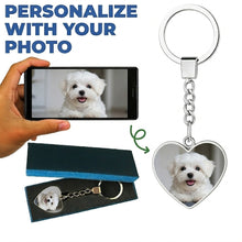 Load image into Gallery viewer, Personalized Maltese Keychain - Heart Shaped - Double-Sided Glass-Key Chain-Accessories,Keychain,Maltese,Upload Photo-1