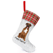 Load image into Gallery viewer, Personalized Mastiff Shiny Sequin Christmas Stocking-Christmas Ornament-Christmas, English Mastiff, Home Decor, Personalized-Sequinned Christmas Stocking-Sequinned Silver White-One Size-2