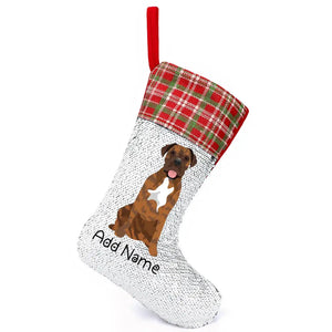 Personalized Mastiff Shiny Sequin Christmas Stocking-Christmas Ornament-Christmas, English Mastiff, Home Decor, Personalized-Sequinned Christmas Stocking-Sequinned Silver White-One Size-2