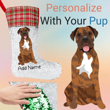Load image into Gallery viewer, Personalized Mastiff Shiny Sequin Christmas Stocking-Christmas Ornament-Christmas, English Mastiff, Home Decor, Personalized-Sequinned Christmas Stocking-Sequinned Silver White-One Size-1
