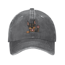 Load image into Gallery viewer, Personalized Miniature Pinscher Baseball Cap - Waving Miniature Pinscher Design - Match Your Dog's Coat Color-Hats &amp; Caps-Red-Deep Heather-One Size-3