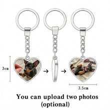 Load image into Gallery viewer, Personalized Miniature Pinscher Keychain - Heart Shaped - Double-Sided Glass-Key Chain-Accessories,Keychain,Miniature Pinscher,Upload Photo-2