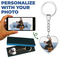 Load image into Gallery viewer, Personalized Miniature Pinscher Keychain - Heart Shaped - Double-Sided Glass-Key Chain-Accessories,Keychain,Miniature Pinscher,Upload Photo-1