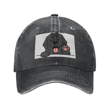 Load image into Gallery viewer, Personalized Newfoundland Baseball Cap - Waving Newfoundland Design - Match Your Dog's Coat Color-Hats &amp; Caps-Black-Black-One Size-1