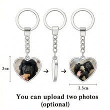 Load image into Gallery viewer, Personalized Newfoundland Keychain - Heart Shaped - Double-Sided Glass-Key Chain-Accessories,Keychain,Newfoundland,Upload Photo-2