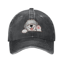 Load image into Gallery viewer, Personalized Old English Sheepdog Baseball Cap - Waving Old English Sheepdog Design - Match Your Dog's Coat Color-Hats &amp; Caps-Accessories,Baseball Caps,Dog Dad Gifts,Dog Mom Gifts,Old English Sheepdog-Black-One Size-2