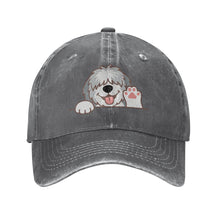 Load image into Gallery viewer, Personalized Old English Sheepdog Baseball Cap - Waving Old English Sheepdog Design - Match Your Dog's Coat Color-Hats &amp; Caps-Accessories,Baseball Caps,Dog Dad Gifts,Dog Mom Gifts,Old English Sheepdog-Deep Heather-One Size-3
