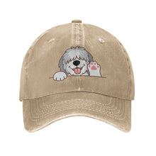 Load image into Gallery viewer, Personalized Old English Sheepdog Baseball Cap - Waving Old English Sheepdog Design - Match Your Dog's Coat Color-Hats &amp; Caps-Accessories,Baseball Caps,Dog Dad Gifts,Dog Mom Gifts,Old English Sheepdog-Natural-One Size-4