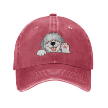 Load image into Gallery viewer, Personalized Old English Sheepdog Baseball Cap - Waving Old English Sheepdog Design - Match Your Dog's Coat Color-Hats &amp; Caps-Accessories,Baseball Caps,Dog Dad Gifts,Dog Mom Gifts,Old English Sheepdog-Red-One Size-1