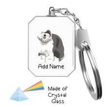 Load image into Gallery viewer, Personalized Old English Sheepdog Crystal Glass Keychain-Accessories-Old English Sheepdog-Crystal Keychain-Glass Crystal-One Size-2