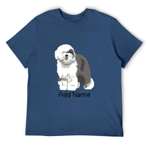 Personalized Old English Sheepdog Dad Cotton T Shirt-Apparel-Apparel, Dog Dad Gifts, Old English Sheepdog, Personalized, Shirt, T Shirt-Men's Cotton T Shirt-Navy Blue-Medium-12