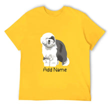 Load image into Gallery viewer, Personalized Old English Sheepdog Dad Cotton T Shirt-Apparel-Apparel, Dog Dad Gifts, Old English Sheepdog, Personalized, Shirt, T Shirt-Men&#39;s Cotton T Shirt-Yellow-Medium-13