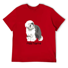 Load image into Gallery viewer, Personalized Old English Sheepdog Dad Cotton T Shirt-Apparel-Apparel, Dog Dad Gifts, Old English Sheepdog, Personalized, Shirt, T Shirt-Men&#39;s Cotton T Shirt-Red-Medium-14