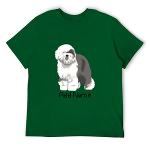 Personalized Old English Sheepdog Dad Cotton T Shirt-Apparel-Apparel, Dog Dad Gifts, Old English Sheepdog, Personalized, Shirt, T Shirt-Men's Cotton T Shirt-Green-Medium-16