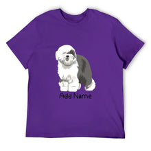 Load image into Gallery viewer, Personalized Old English Sheepdog Dad Cotton T Shirt-Apparel-Apparel, Dog Dad Gifts, Old English Sheepdog, Personalized, Shirt, T Shirt-Men&#39;s Cotton T Shirt-Purple-Medium-18