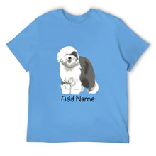 Load image into Gallery viewer, Personalized Old English Sheepdog Dad Cotton T Shirt-Apparel-Apparel, Dog Dad Gifts, Old English Sheepdog, Personalized, Shirt, T Shirt-Men&#39;s Cotton T Shirt-Sky Blue-Medium-2