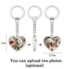 Load image into Gallery viewer, Personalized Old English Sheepdog Keychain - Heart Shaped - Double-Sided Glass-Key Chain-Accessories,Keychain,Old English Sheepdog,Upload Photo-3