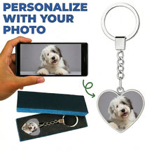 Load image into Gallery viewer, Personalized Old English Sheepdog Keychain - Heart Shaped - Double-Sided Glass-Key Chain-Accessories,Keychain,Old English Sheepdog,Upload Photo-Only Keychain-4