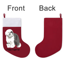 Load image into Gallery viewer, Personalized Old English Sheepdog Large Christmas Stocking-Christmas Ornament-Christmas, Home Decor, Old English Sheepdog, Personalized-Large Christmas Stocking-Christmas Red-One Size-3