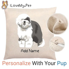 Load image into Gallery viewer, Personalized Old English Sheepdog Linen Pillowcase-Linen Pillow Case-Cotton-Linen-16"x16"