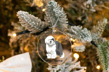 Load image into Gallery viewer, Personalized Old English Sheepdog Love Christmas Tree Ornaments-Christmas Ornament-Christmas, Old English Sheepdog, Personalized-Christmas Tree Ornaments-Transparent-3.5&quot; or 8.9 cm-3