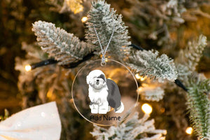 Personalized Old English Sheepdog Love Christmas Tree Ornaments-Christmas Ornament-Christmas, Old English Sheepdog, Personalized-Christmas Tree Ornaments-Transparent-3.5" or 8.9 cm-3