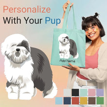 Load image into Gallery viewer, Personalized Old English Sheepdog Love Zippered Tote Bag-Accessories-Accessories, Bags, Dog Mom Gifts, Old English Sheepdog, Personalized-1