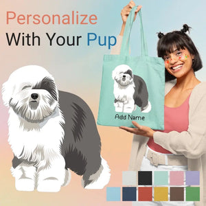 Personalized Old English Sheepdog Love Zippered Tote Bag-Accessories-Accessories, Bags, Dog Mom Gifts, Old English Sheepdog, Personalized-1