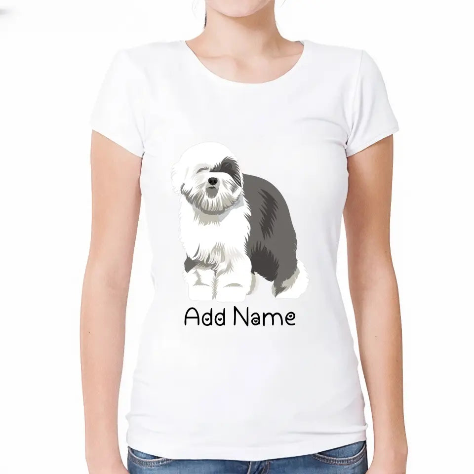 Personalized Old English Sheepdog T Shirt for Women-Customizer-Apparel, Dog Mom Gifts, Old English Sheepdog, Personalized, Shirt, T Shirt-Modal T-Shirts-White-Small-2