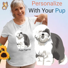 Load image into Gallery viewer, Personalized Old English Sheepdog T Shirt for Women-Customizer-Apparel, Dog Mom Gifts, Old English Sheepdog, Personalized, Shirt, T Shirt-Modal T-Shirts-White-Small-1