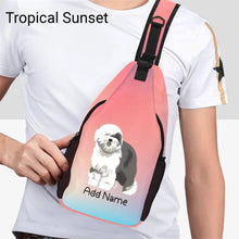 Load image into Gallery viewer, Personalized Old English Sheepdog Unisex Sling Bag Backpack-Accessories-Old English Sheepdog-Unisex Sling Bag Backpack-Tropical Sunset-One Size-19