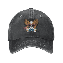 Load image into Gallery viewer, Personalized Papillon Baseball Cap - Romeo Papillon Design - Match Your Dog's Coat Color-Hats &amp; Caps-Accessories,Baseball Caps,Dog Mom Gifts-Black-One Size-4