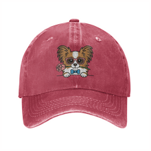 Load image into Gallery viewer, Personalized Papillon Baseball Cap - Romeo Papillon Design - Match Your Dog's Coat Color-Hats &amp; Caps-Accessories,Baseball Caps,Dog Mom Gifts-Wine Red-One Size-2